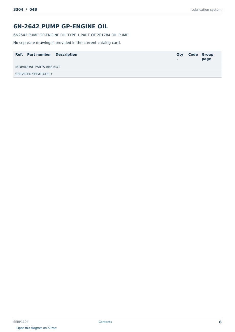 Caterpillar 3304 S/N 04B Partsbook SEBP1194 (English) - sample page 6 of 10 Caterpillar 3304 S/N 04B Partsbook SEBP1194 (English) - sample page 6 of 10