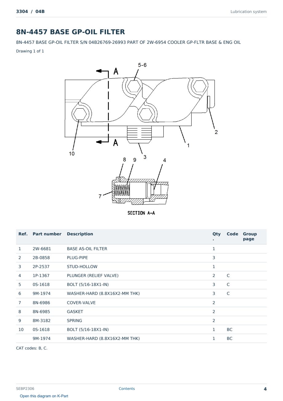 Caterpillar 3304 S/N 04B Partsbook SEBP2306 (English) - sample page 4 of 10 Caterpillar 3304 S/N 04B Partsbook SEBP2306 (English) - sample page 4 of 10