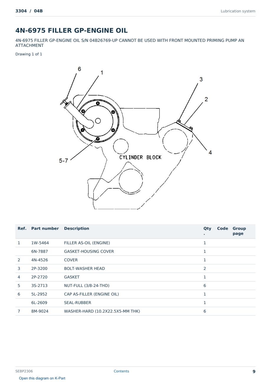 Caterpillar 3304 S/N 04B Partsbook SEBP2306 (English) - sample page 9 of 10 Caterpillar 3304 S/N 04B Partsbook SEBP2306 (English) - sample page 9 of 10