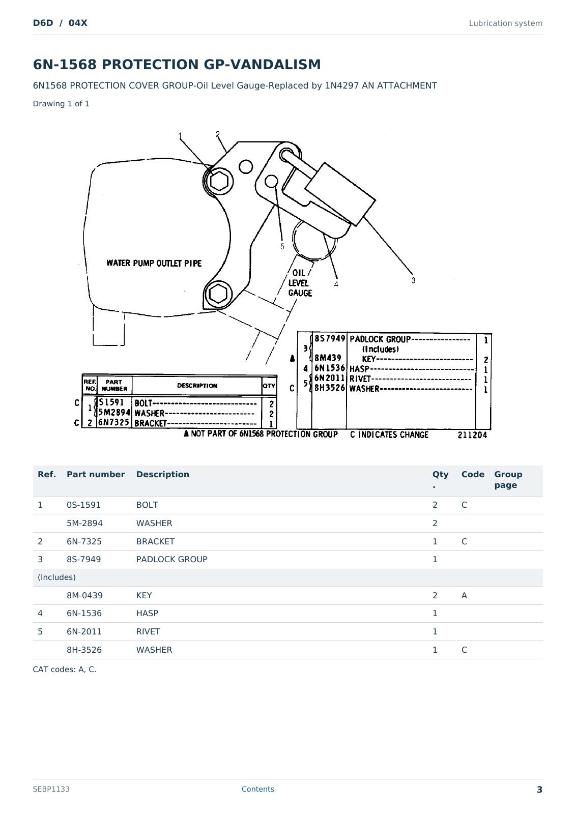 Caterpillar D6D S/N 04X Partsbook SEBP1133 (English) - sample page 3 of 10 Caterpillar D6D S/N 04X Partsbook SEBP1133 (English) - sample page 3 of 10