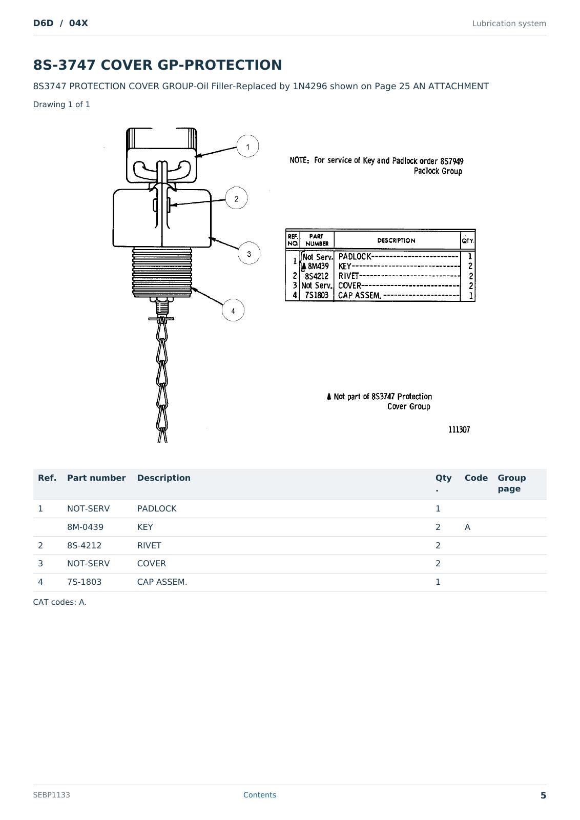 Caterpillar D6D S/N 04X Partsbook SEBP1133 (English) - sample page 5 of 10 Caterpillar D6D S/N 04X Partsbook SEBP1133 (English) - sample page 5 of 10