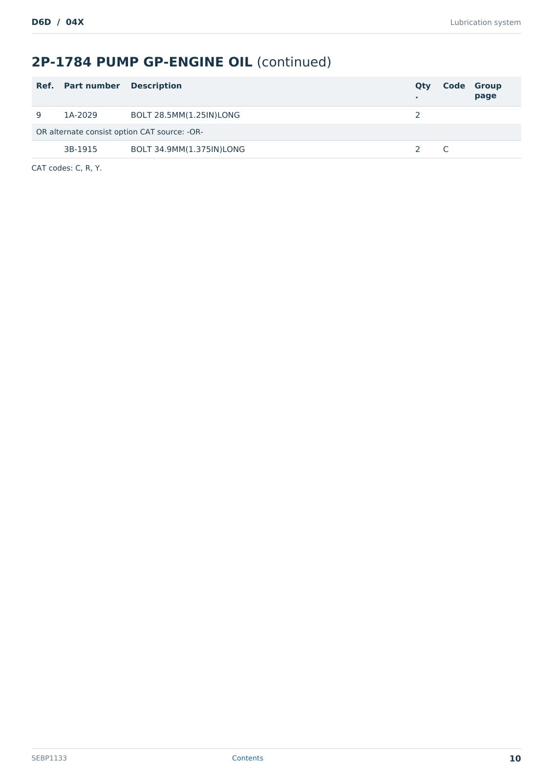 Caterpillar D6D S/N 04X Partsbook SEBP1133 (English) - sample page 10 of 10 Caterpillar D6D S/N 04X Partsbook SEBP1133 (English) - sample page 10 of 10