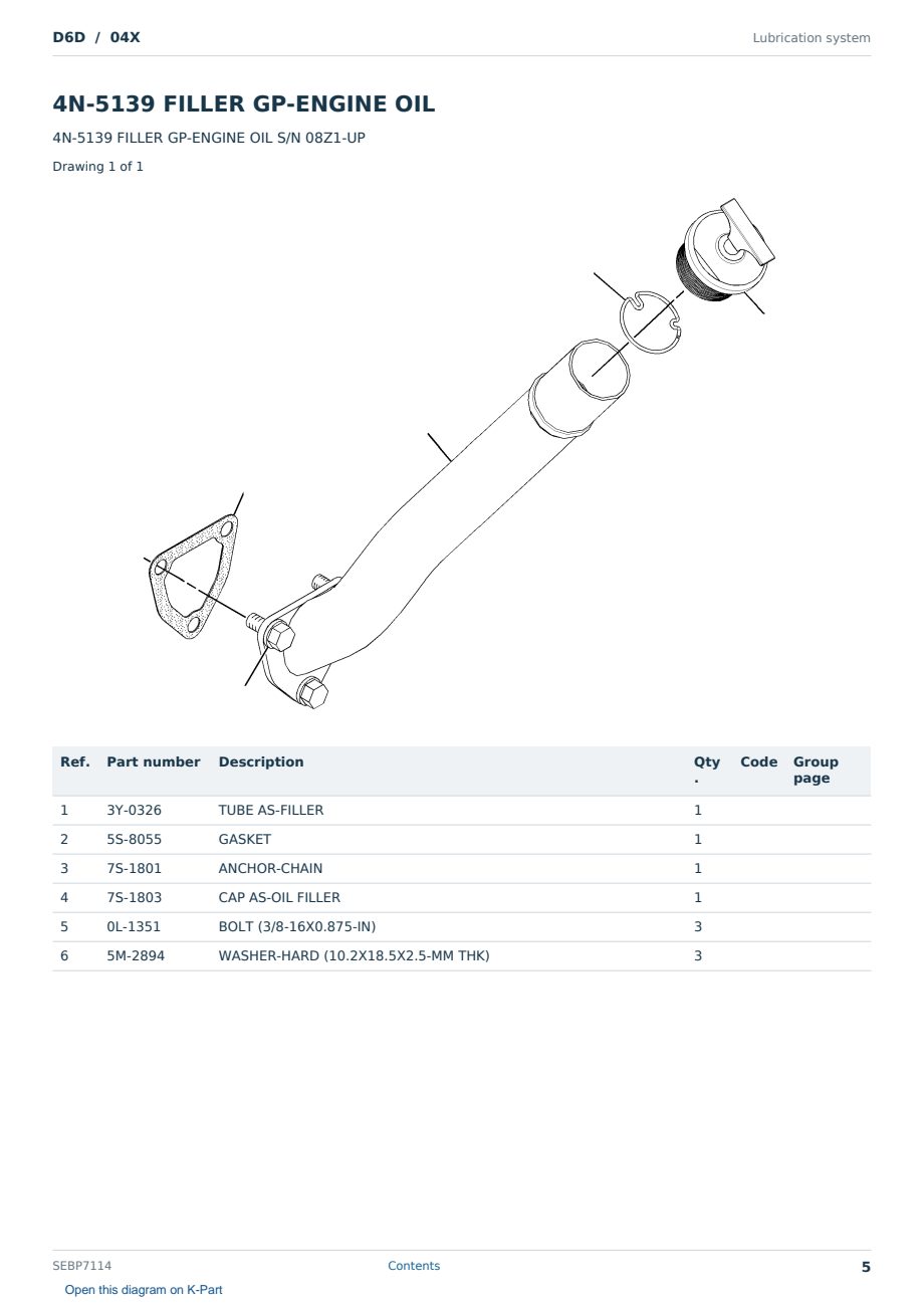 Caterpillar D6D S/N 04X Partsbook SEBP7114 (English) - sample page 5 of 10 Caterpillar D6D S/N 04X Partsbook SEBP7114 (English) - sample page 5 of 10