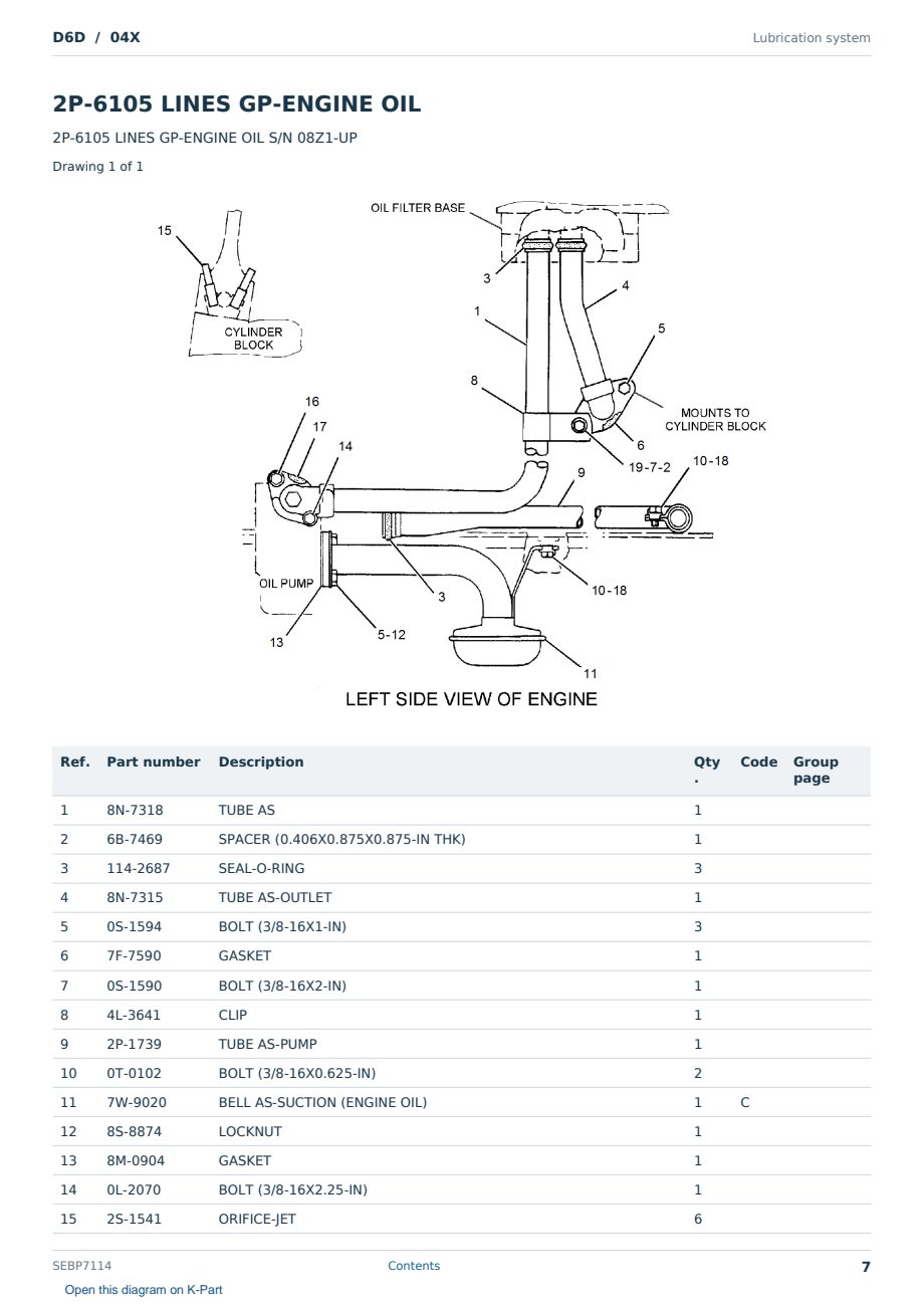 Caterpillar D6D S/N 04X Partsbook SEBP7114 (English) - sample page 7 of 10 Caterpillar D6D S/N 04X Partsbook SEBP7114 (English) - sample page 7 of 10