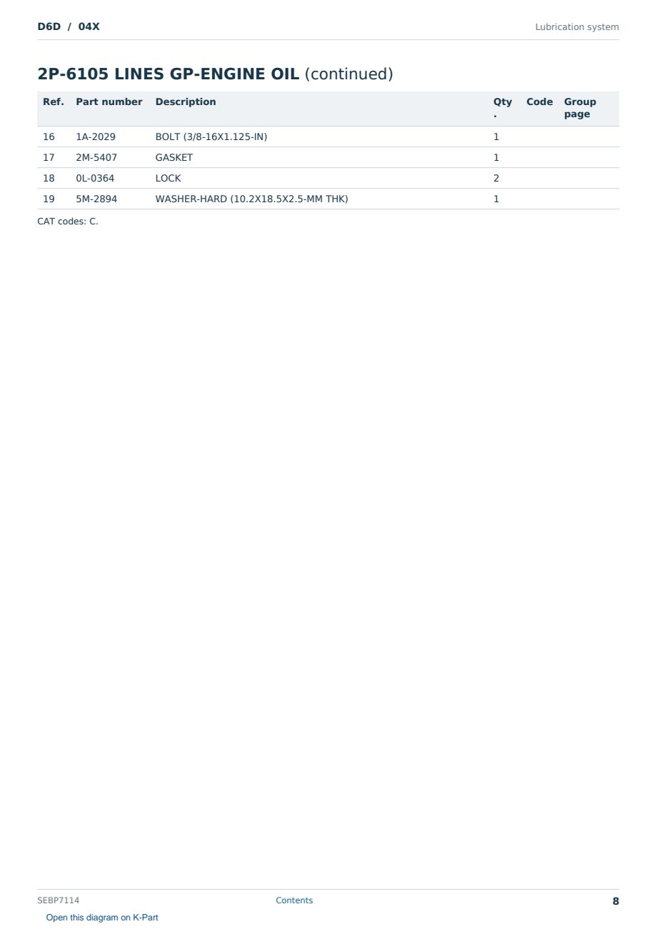 Caterpillar D6D S/N 04X Partsbook SEBP7114 (English) - sample page 8 of 10 Caterpillar D6D S/N 04X Partsbook SEBP7114 (English) - sample page 8 of 10