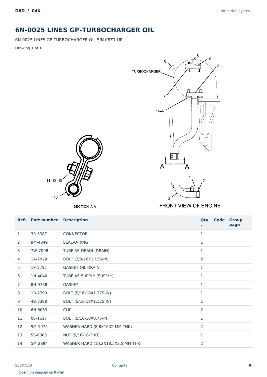 Caterpillar D6D S/N 04X Partsbook SEBP7114 (English) - sample page 9 of 10 Caterpillar D6D S/N 04X Partsbook SEBP7114 (English) - sample page 9 of 10