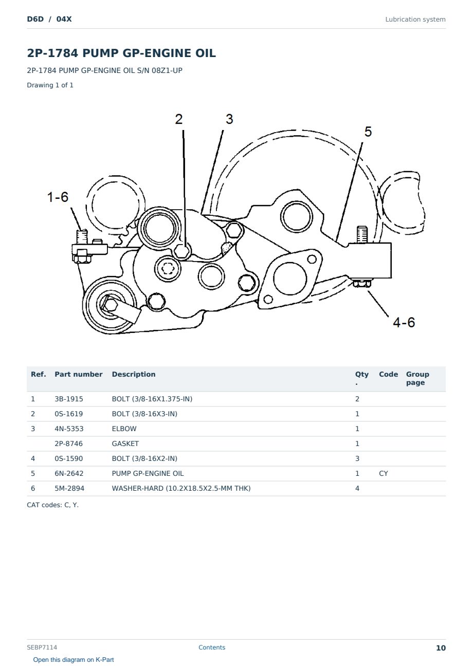 Caterpillar D6D S/N 04X Partsbook SEBP7114 (English) - sample page 10 of 10 Caterpillar D6D S/N 04X Partsbook SEBP7114 (English) - sample page 10 of 10