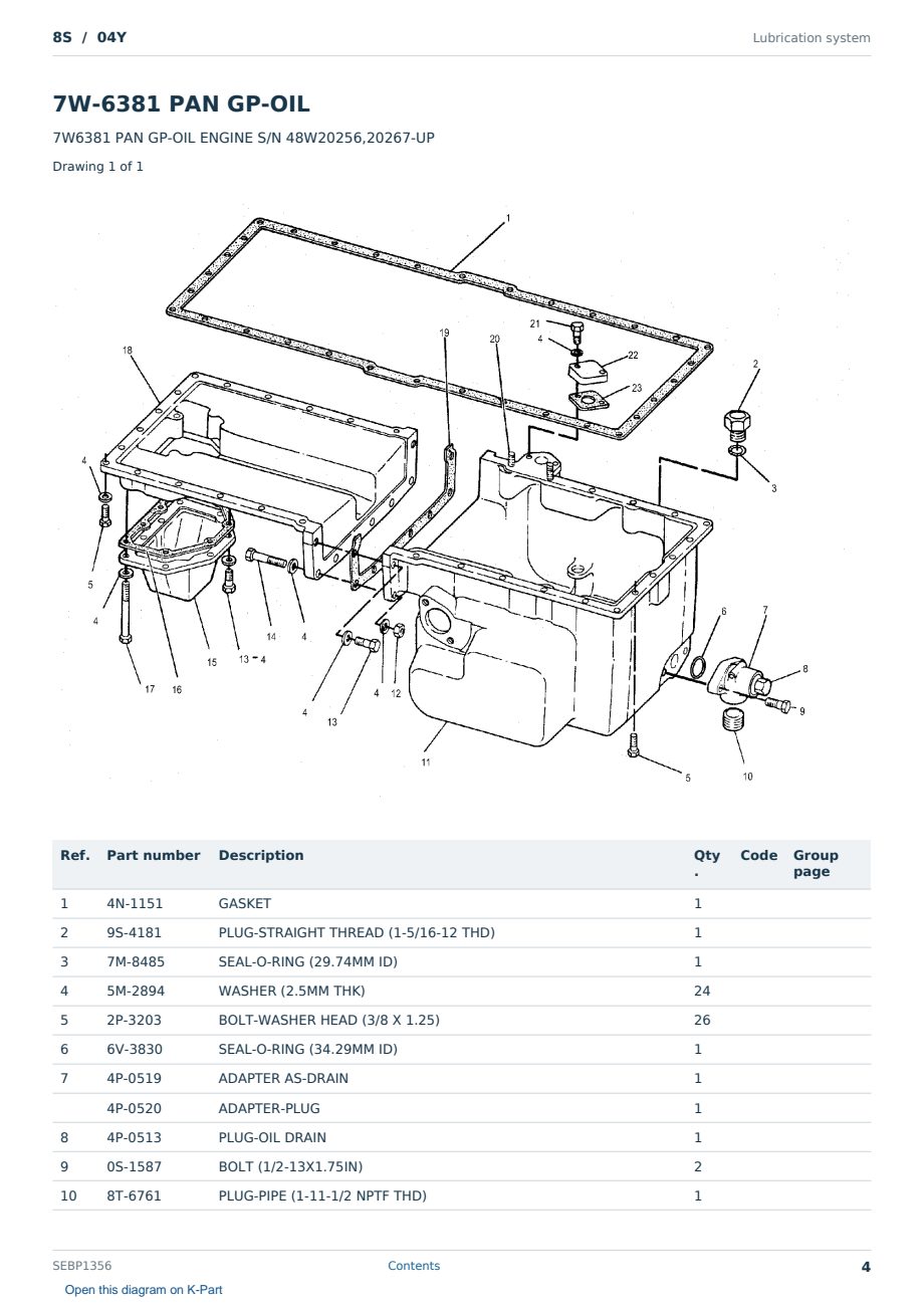 Caterpillar 8S S/N 04Y Partsbook SEBP1356 (English) - sample page 4 of 10 Caterpillar 8S S/N 04Y Partsbook SEBP1356 (English) - sample page 4 of 10