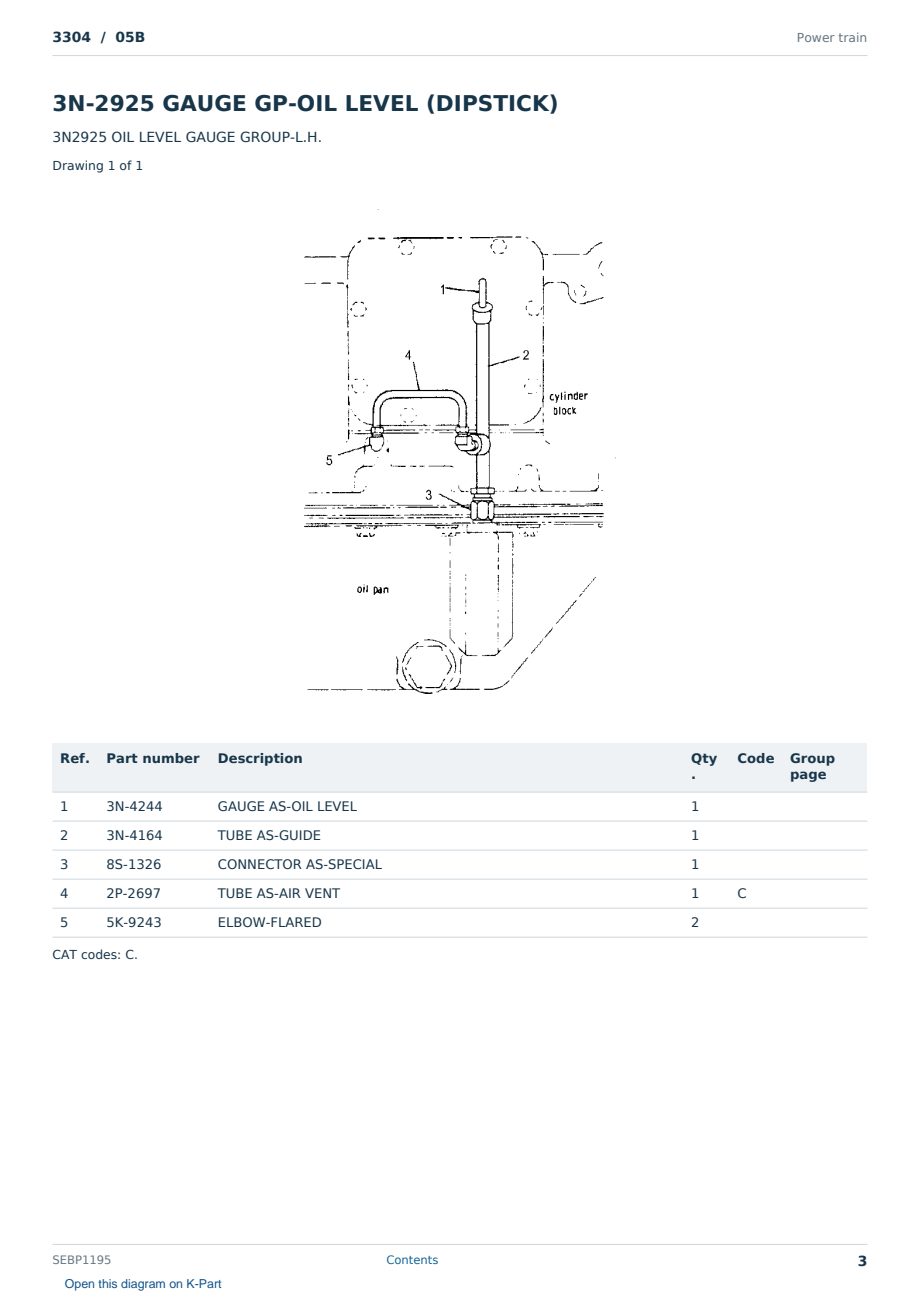 Caterpillar 3304 S/N 05B Partsbook SEBP1195 (English) - sample page 3 of 10 Caterpillar 3304 S/N 05B Partsbook SEBP1195 (English) - sample page 3 of 10
