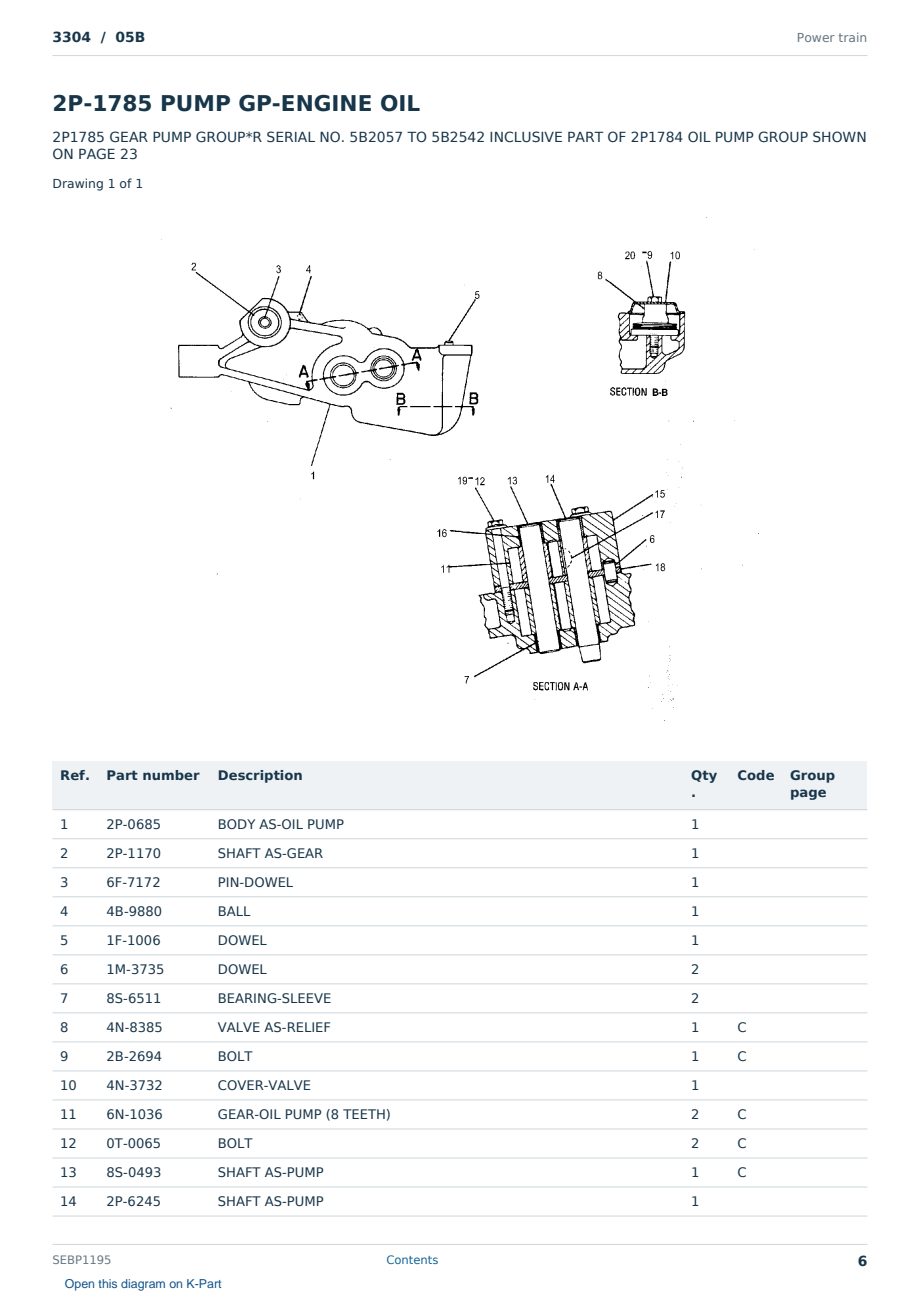 Caterpillar 3304 S/N 05B Partsbook SEBP1195 (English) - sample page 6 of 10 Caterpillar 3304 S/N 05B Partsbook SEBP1195 (English) - sample page 6 of 10