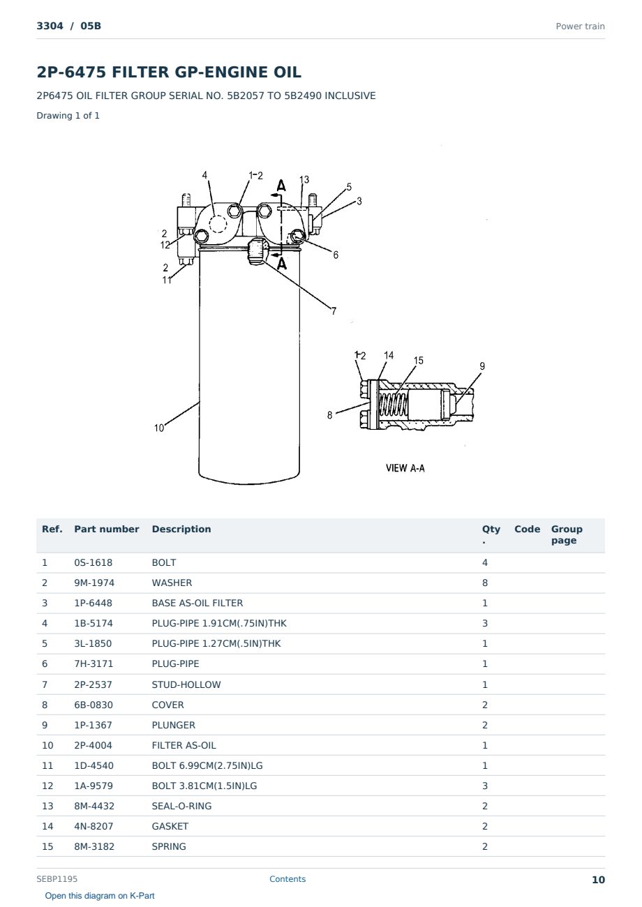 Caterpillar 3304 S/N 05B Partsbook SEBP1195 (English) - sample page 10 of 10 Caterpillar 3304 S/N 05B Partsbook SEBP1195 (English) - sample page 10 of 10