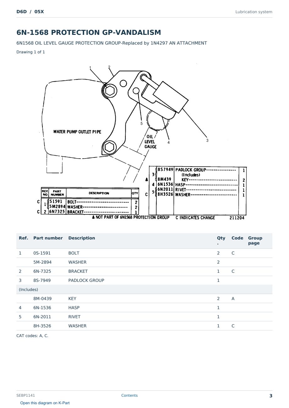 Caterpillar D6D S/N 05X Partsbook SEBP1141 (English) - sample page 3 of 10 Caterpillar D6D S/N 05X Partsbook SEBP1141 (English) - sample page 3 of 10
