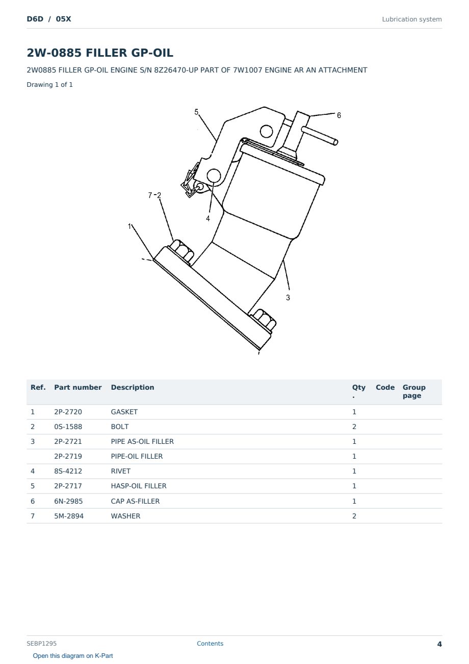 Caterpillar D6D S/N 05X Partsbook SEBP1295 (English) - sample page 4 of 10 Caterpillar D6D S/N 05X Partsbook SEBP1295 (English) - sample page 4 of 10