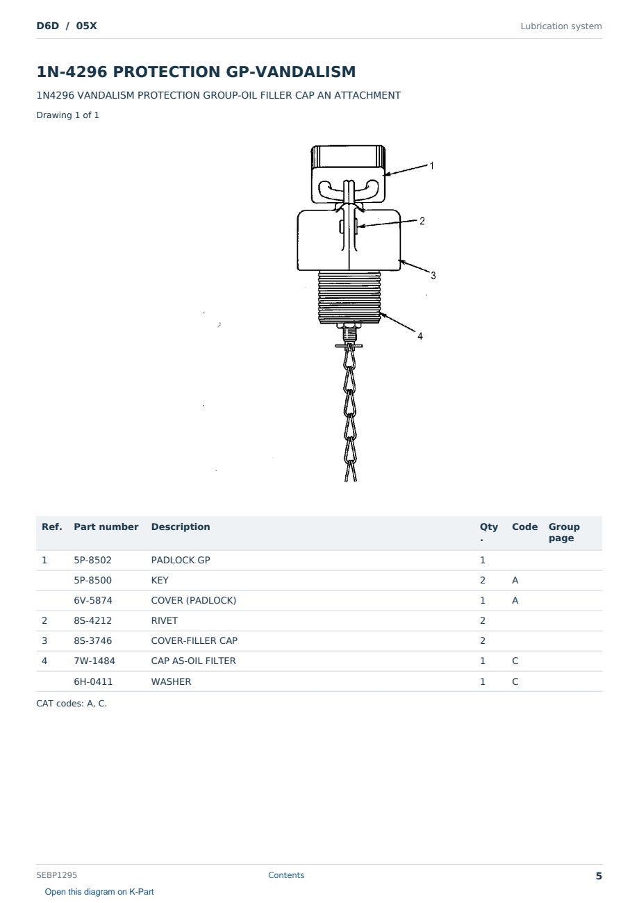 Caterpillar D6D S/N 05X Partsbook SEBP1295 (English) - sample page 5 of 10 Caterpillar D6D S/N 05X Partsbook SEBP1295 (English) - sample page 5 of 10