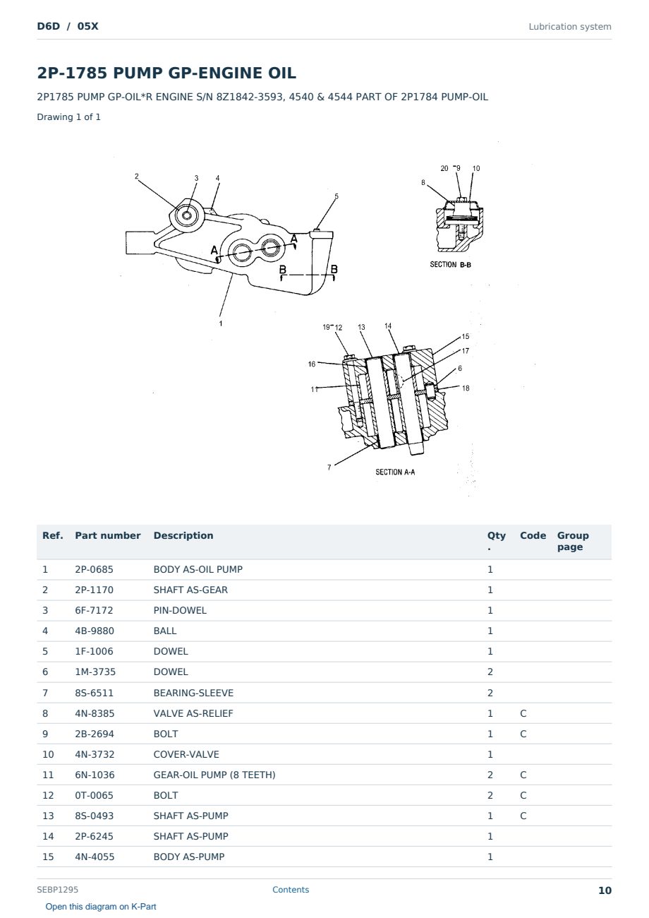 Caterpillar D6D S/N 05X Partsbook SEBP1295 (English) - sample page 10 of 10 Caterpillar D6D S/N 05X Partsbook SEBP1295 (English) - sample page 10 of 10