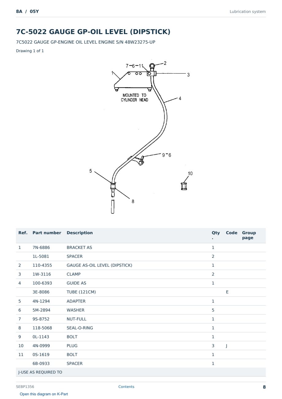 Caterpillar 8A S/N 05Y Partsbook SEBP1356 (English) - sample page 8 of 10 Caterpillar 8A S/N 05Y Partsbook SEBP1356 (English) - sample page 8 of 10