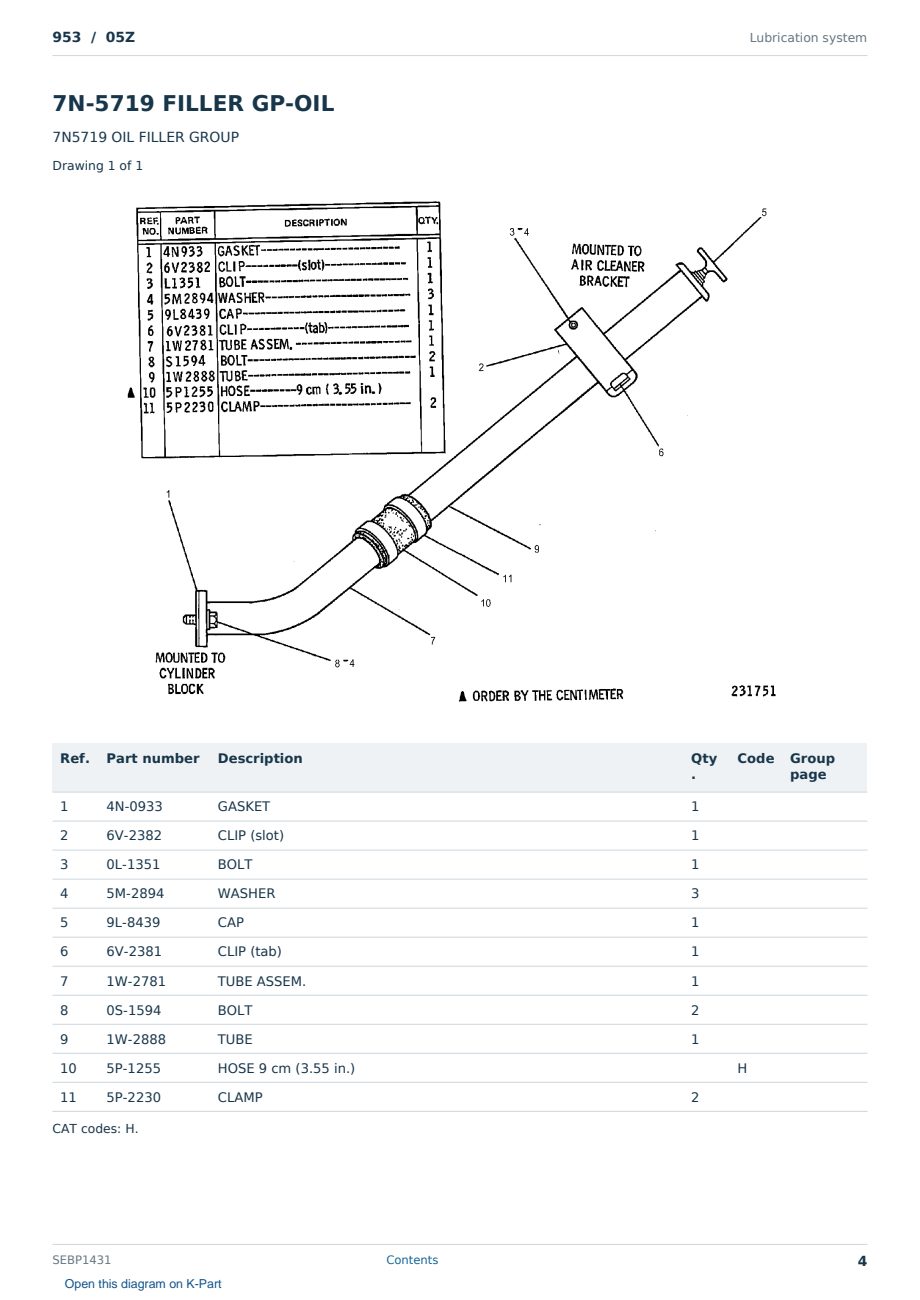 Caterpillar 953 S/N 05Z Partsbook SEBP1431 (English) - sample page 4 of 10 Caterpillar 953 S/N 05Z Partsbook SEBP1431 (English) - sample page 4 of 10