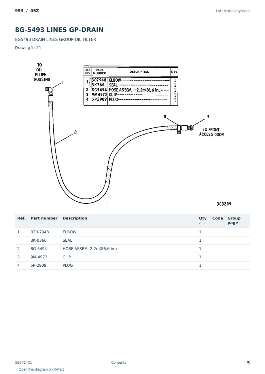 Caterpillar 953 S/N 05Z Partsbook SEBP1431 (English) - sample page 5 of 10 Caterpillar 953 S/N 05Z Partsbook SEBP1431 (English) - sample page 5 of 10