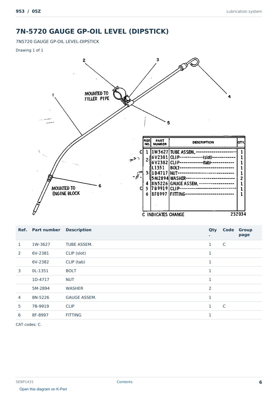 Caterpillar 953 S/N 05Z Partsbook SEBP1431 (English) - sample page 6 of 10 Caterpillar 953 S/N 05Z Partsbook SEBP1431 (English) - sample page 6 of 10