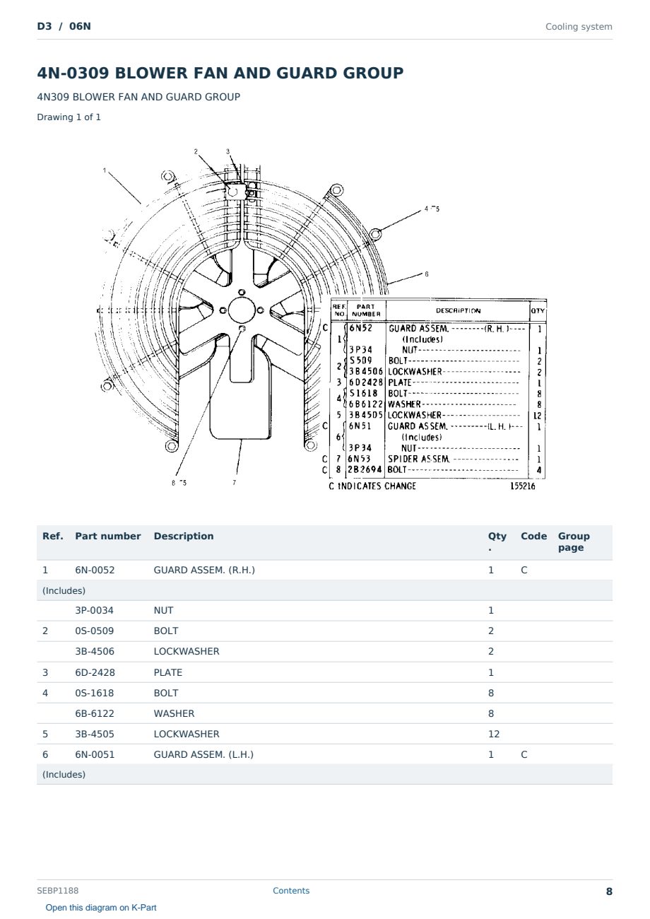 Caterpillar D3 S/N 06N Partsbook SEBP1188 (English) - sample page 8 of 10 Caterpillar D3 S/N 06N Partsbook SEBP1188 (English) - sample page 8 of 10