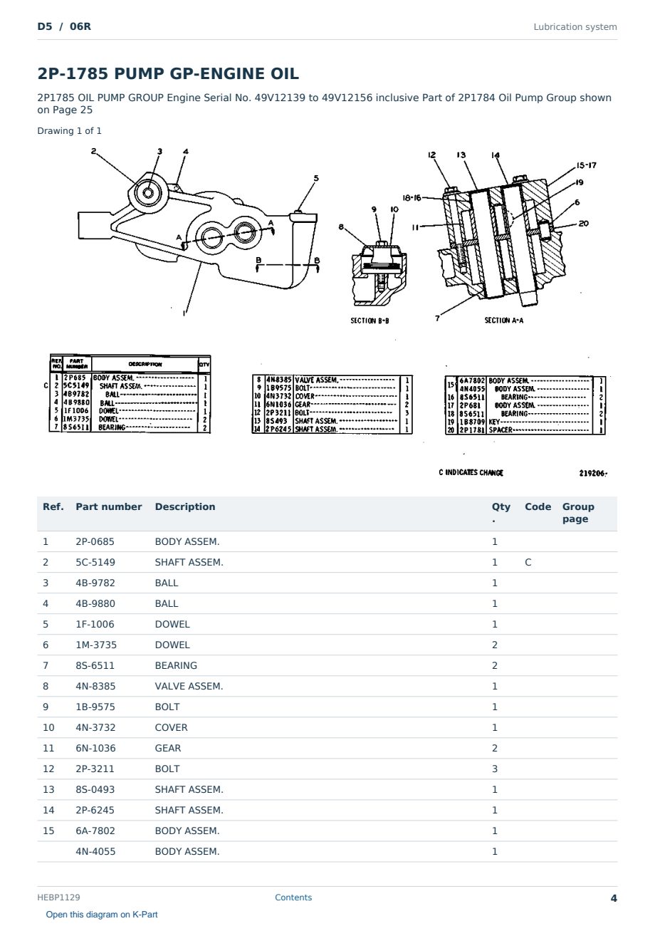 Caterpillar D5 S/N 06R Partsbook HEBP1129 (English) - sample page 4 of 10 Caterpillar D5 S/N 06R Partsbook HEBP1129 (English) - sample page 4 of 10