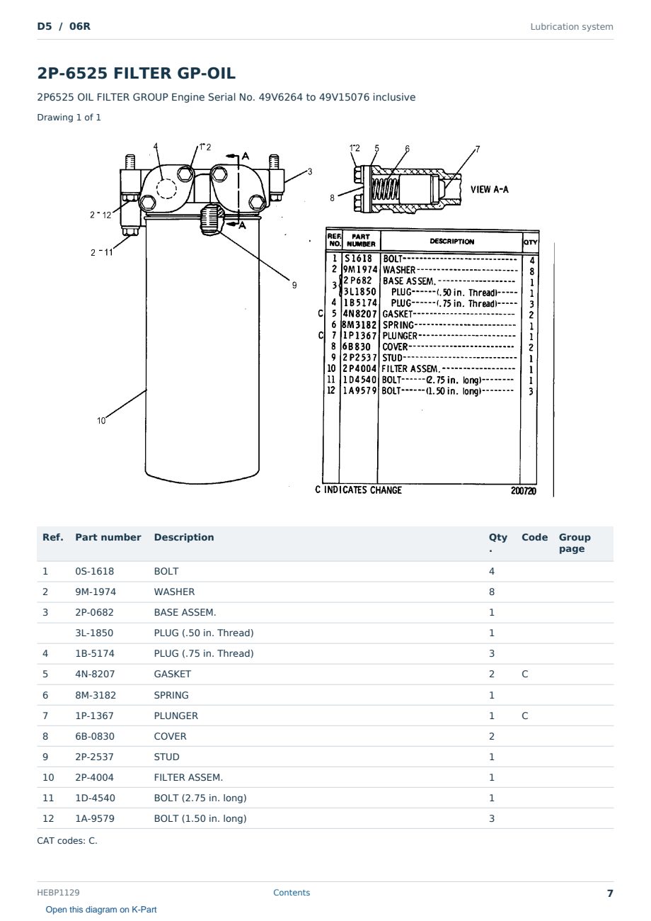 Caterpillar D5 S/N 06R Partsbook HEBP1129 (English) - sample page 7 of 10 Caterpillar D5 S/N 06R Partsbook HEBP1129 (English) - sample page 7 of 10