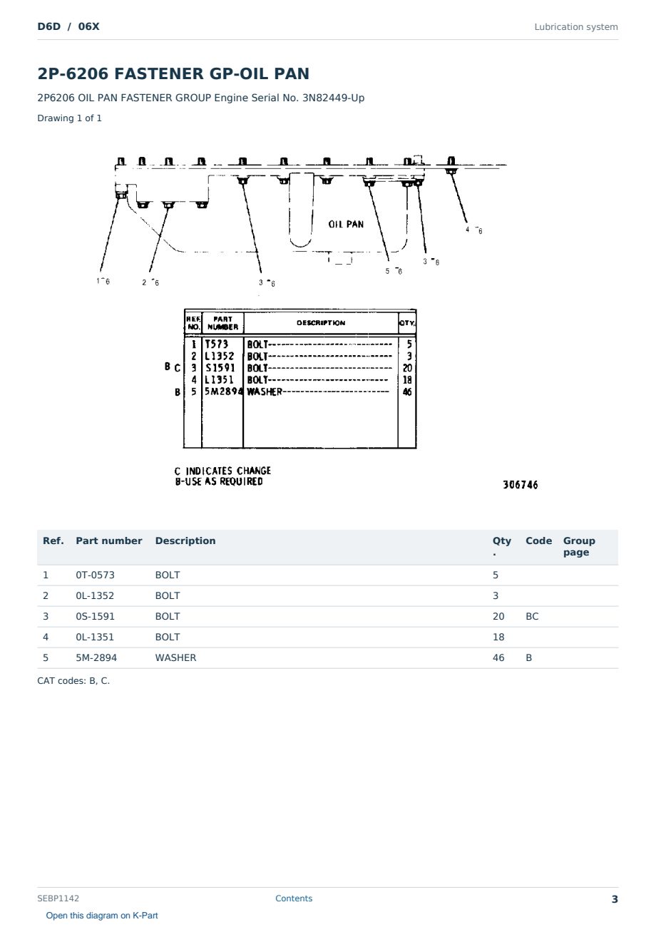 Caterpillar D6D S/N 06X Partsbook SEBP1142 (English) - sample page 3 of 10 Caterpillar D6D S/N 06X Partsbook SEBP1142 (English) - sample page 3 of 10