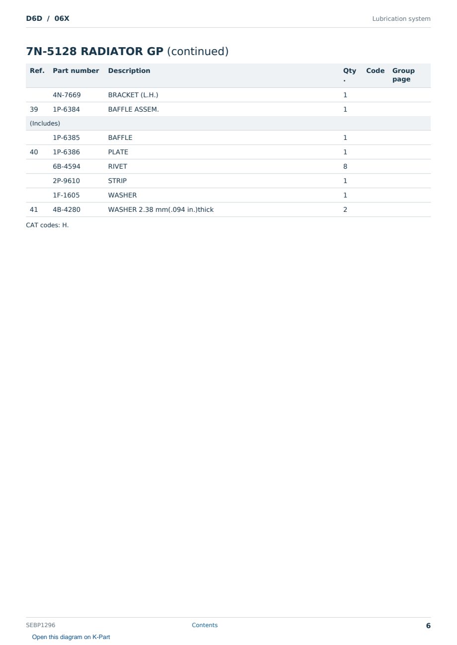 Caterpillar D6D S/N 06X Partsbook SEBP1296 (English) - sample page 6 of 10 Caterpillar D6D S/N 06X Partsbook SEBP1296 (English) - sample page 6 of 10