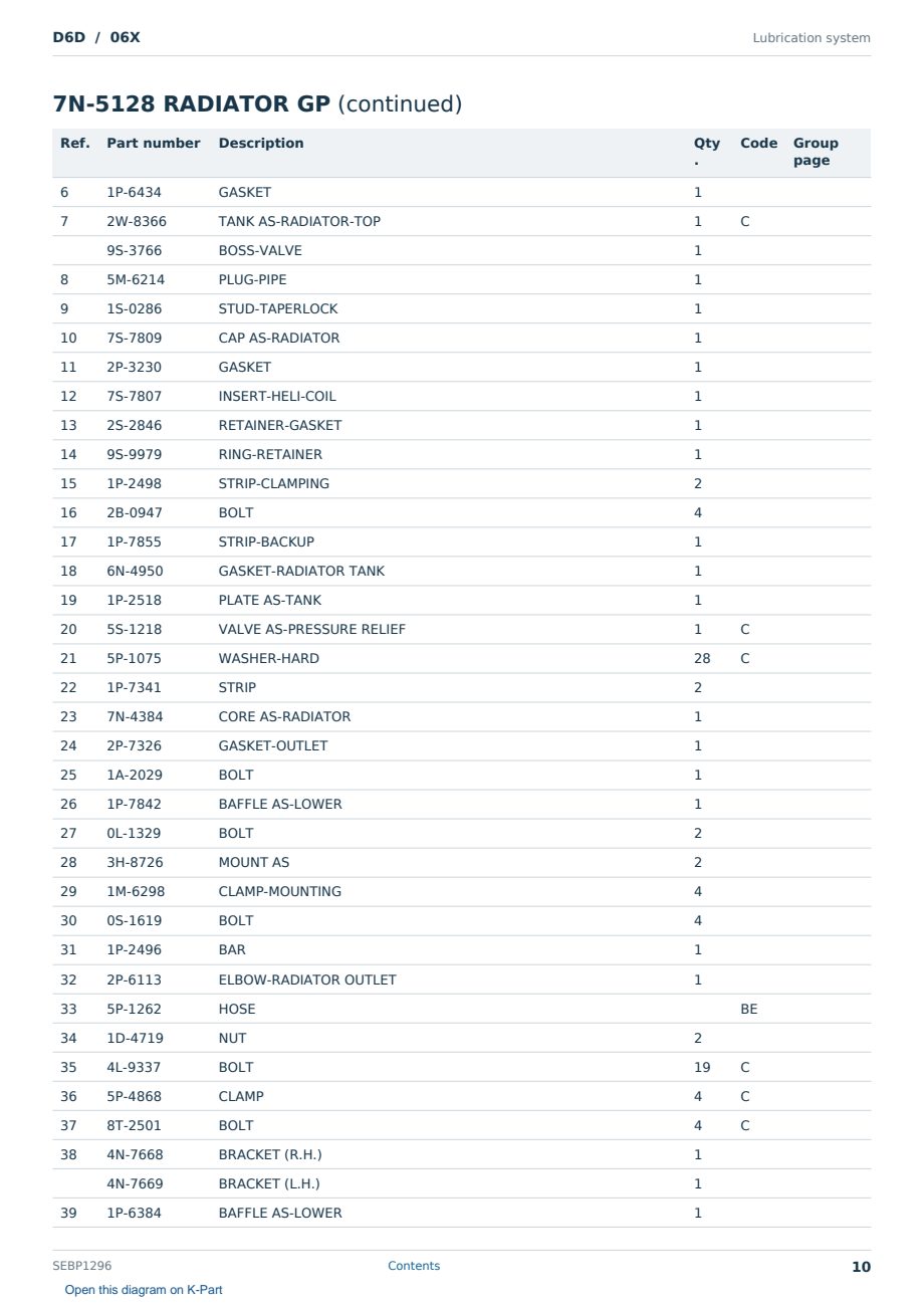 Caterpillar D6D S/N 06X Partsbook SEBP1296 (English) - sample page 10 of 10 Caterpillar D6D S/N 06X Partsbook SEBP1296 (English) - sample page 10 of 10