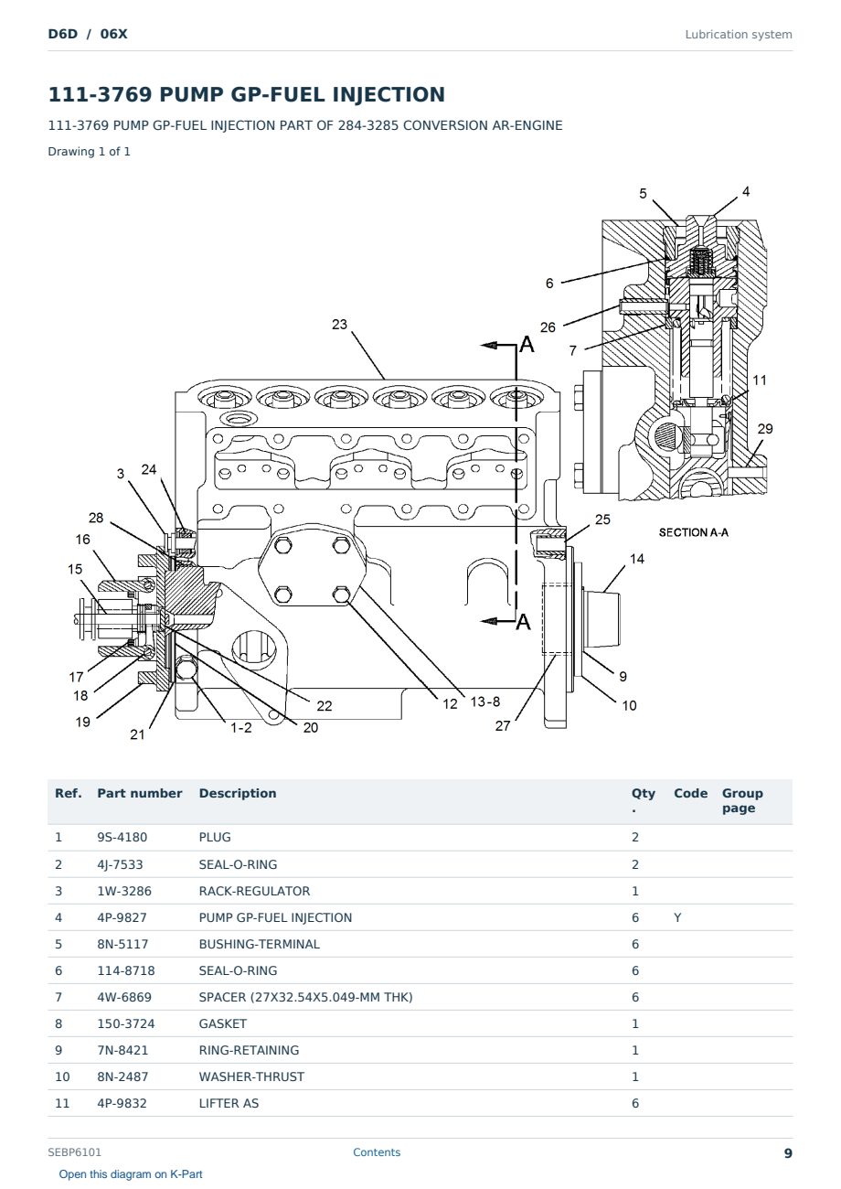 Caterpillar D6D S/N 06X Partsbook SEBP6101 (English) - sample page 9 of 10 Caterpillar D6D S/N 06X Partsbook SEBP6101 (English) - sample page 9 of 10