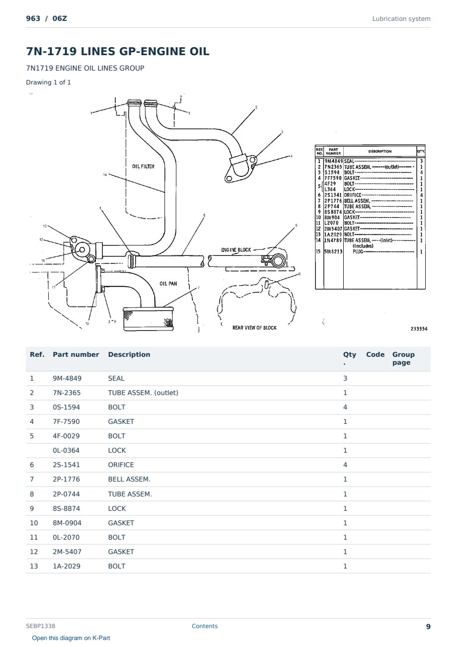 Caterpillar 963 S/N 06Z Partsbook SEBP1338 (English) - sample page 9 of 10 Caterpillar 963 S/N 06Z Partsbook SEBP1338 (English) - sample page 9 of 10