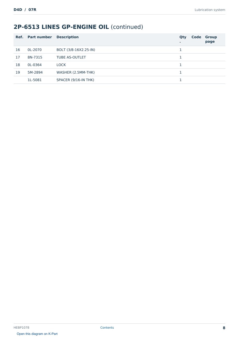 Caterpillar D4D S/N 07R Partsbook HEBP1078 (English) - sample page 8 of 10 Caterpillar D4D S/N 07R Partsbook HEBP1078 (English) - sample page 8 of 10