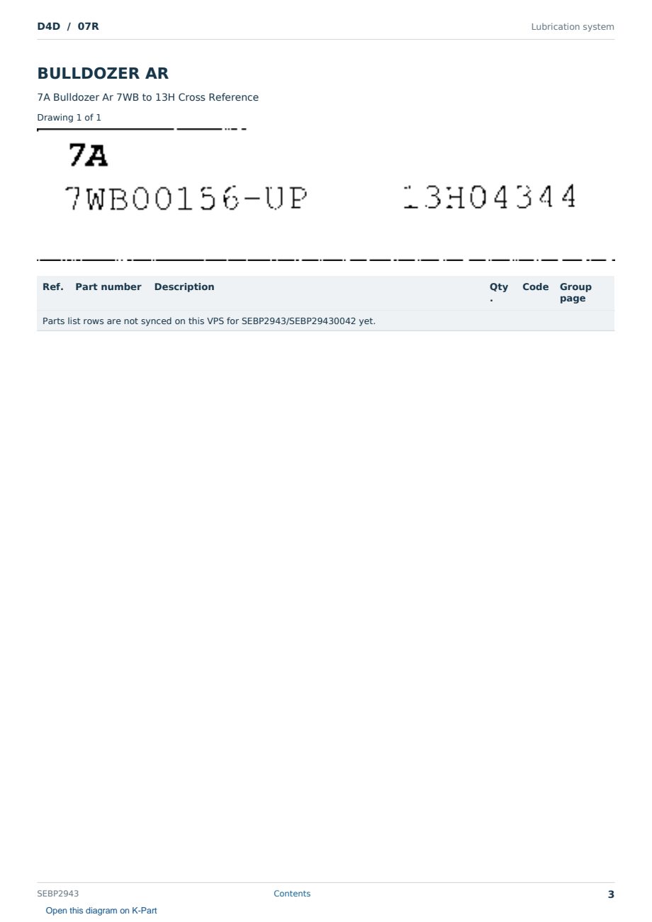 Caterpillar D4D S/N 07R Partsbook SEBP2943 (English) - sample page 3 of 10 Caterpillar D4D S/N 07R Partsbook SEBP2943 (English) - sample page 3 of 10