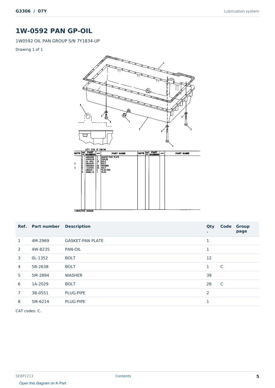 Caterpillar G3306 S/N 07Y Partsbook SEBP1213 (English) - sample page 5 of 10 Caterpillar G3306 S/N 07Y Partsbook SEBP1213 (English) - sample page 5 of 10
