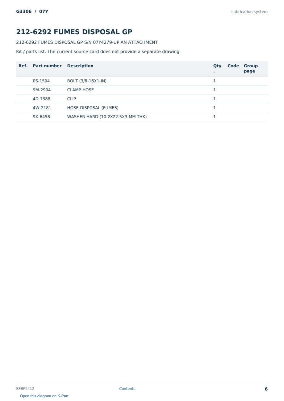 Caterpillar G3306 S/N 07Y Partsbook SEBP2412 (English) - sample page 6 of 10 Caterpillar G3306 S/N 07Y Partsbook SEBP2412 (English) - sample page 6 of 10