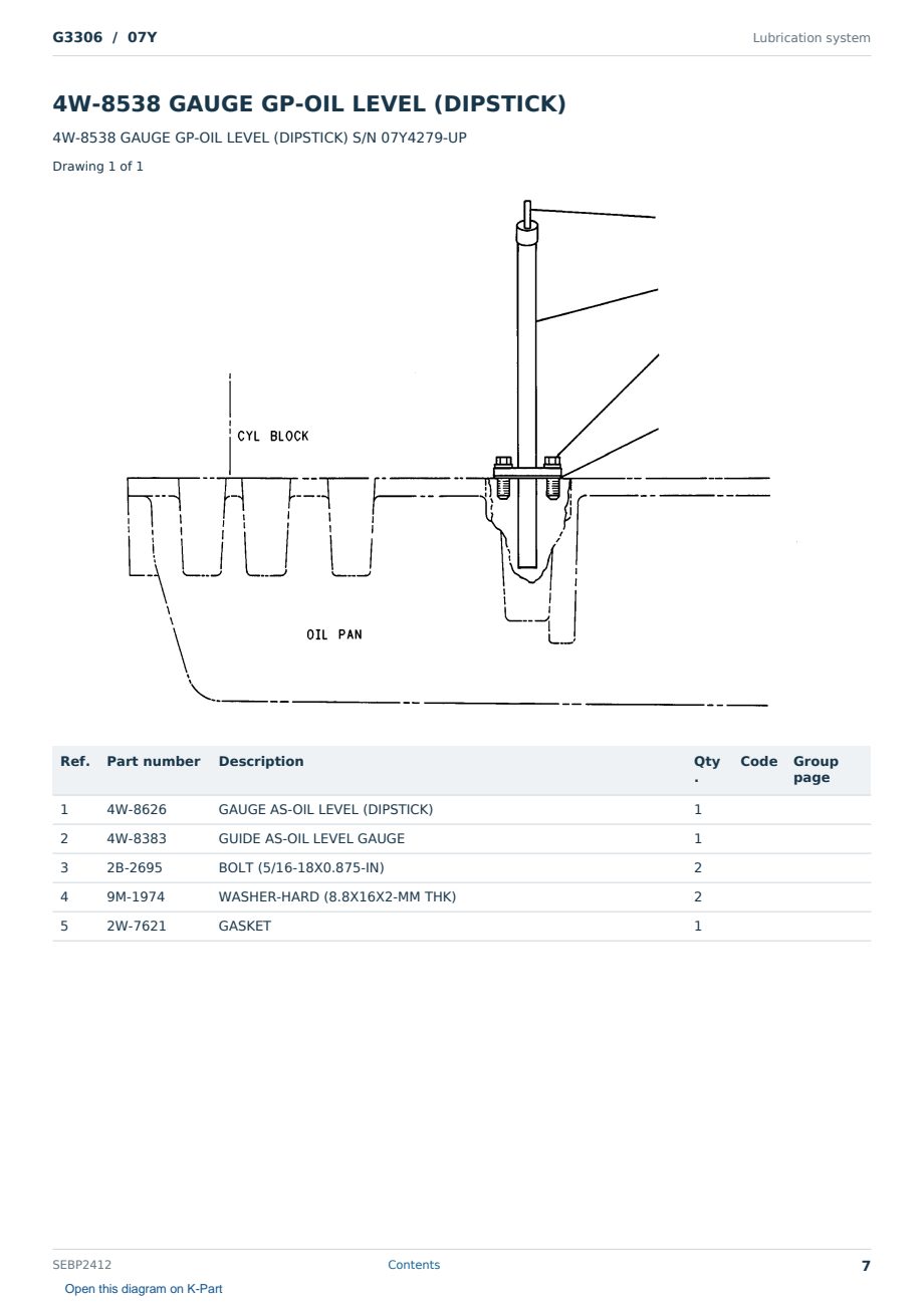 Caterpillar G3306 S/N 07Y Partsbook SEBP2412 (English) - sample page 7 of 10 Caterpillar G3306 S/N 07Y Partsbook SEBP2412 (English) - sample page 7 of 10
