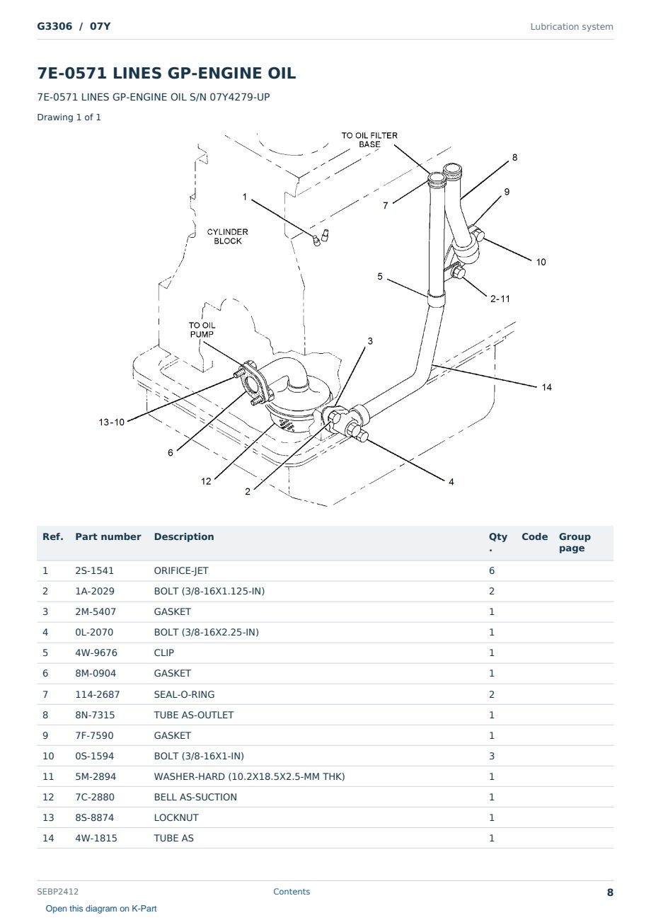 Caterpillar G3306 S/N 07Y Partsbook SEBP2412 (English) - sample page 8 of 10 Caterpillar G3306 S/N 07Y Partsbook SEBP2412 (English) - sample page 8 of 10