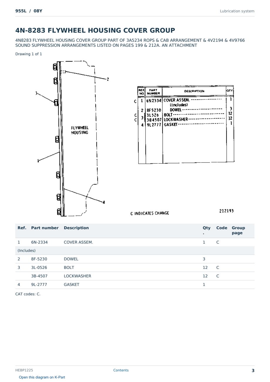 Caterpillar 955L S/N 08Y Partsbook HEBP1225 (English) - sample page 3 of 10 Caterpillar 955L S/N 08Y Partsbook HEBP1225 (English) - sample page 3 of 10