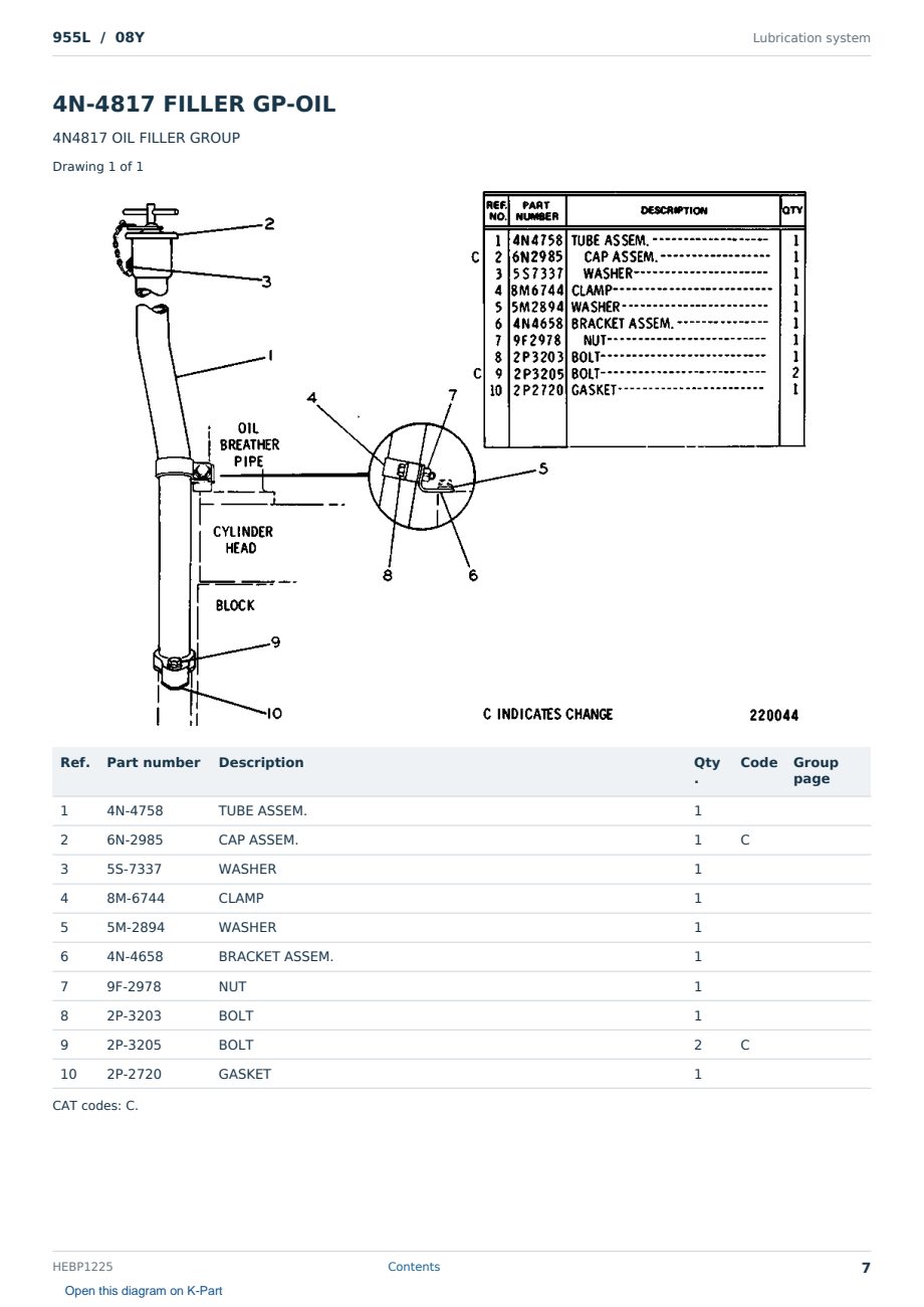 Caterpillar 955L S/N 08Y Partsbook HEBP1225 (English) - sample page 7 of 10 Caterpillar 955L S/N 08Y Partsbook HEBP1225 (English) - sample page 7 of 10