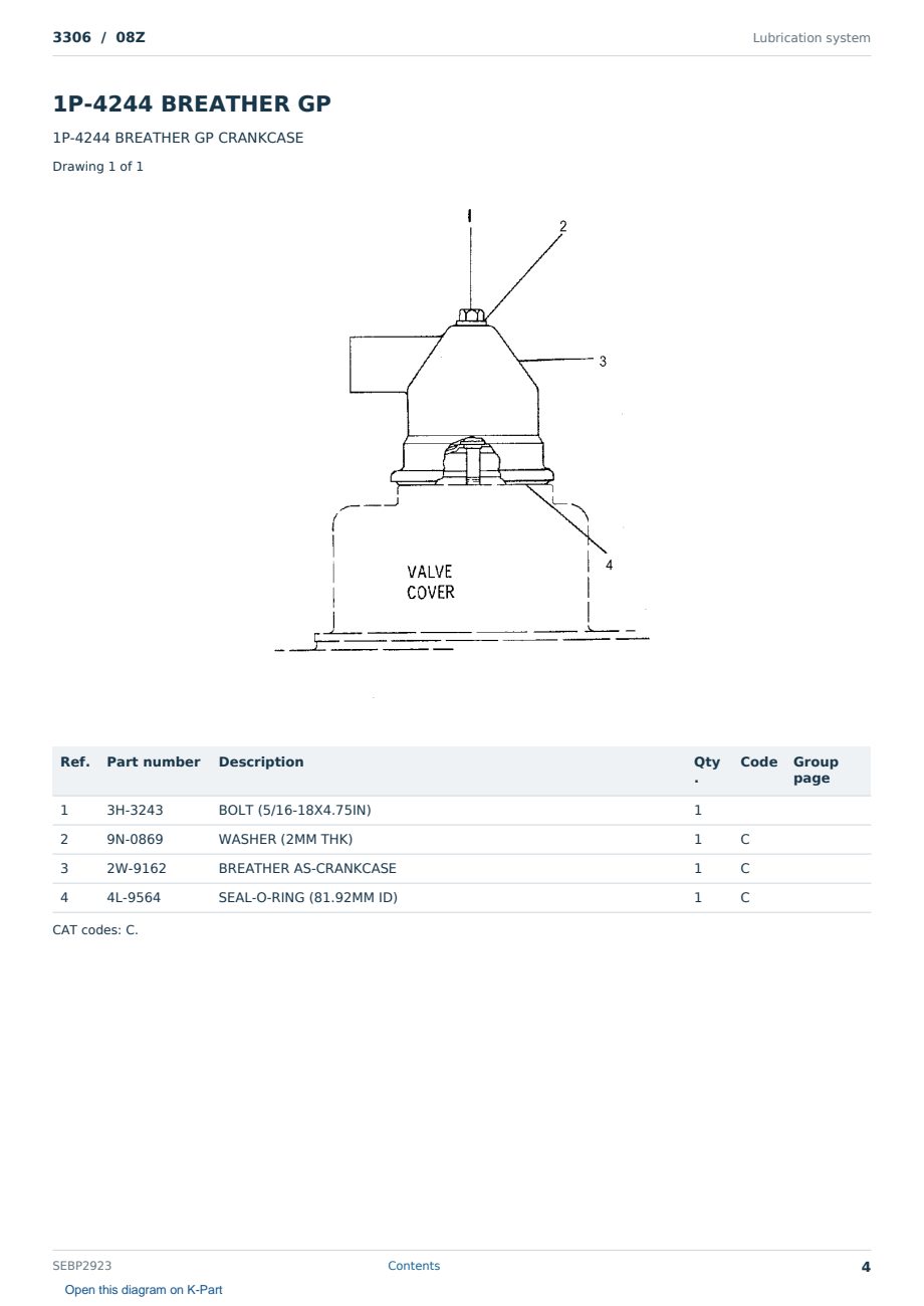 Caterpillar 3306 S/N 08Z Partsbook SEBP2923 (English) - sample page 4 of 10 Caterpillar 3306 S/N 08Z Partsbook SEBP2923 (English) - sample page 4 of 10