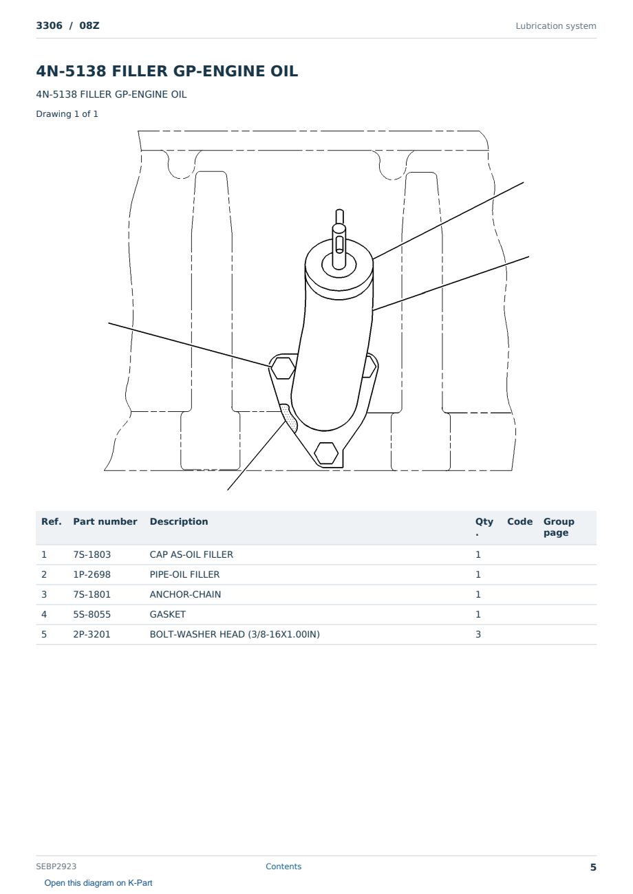 Caterpillar 3306 S/N 08Z Partsbook SEBP2923 (English) - sample page 5 of 10 Caterpillar 3306 S/N 08Z Partsbook SEBP2923 (English) - sample page 5 of 10