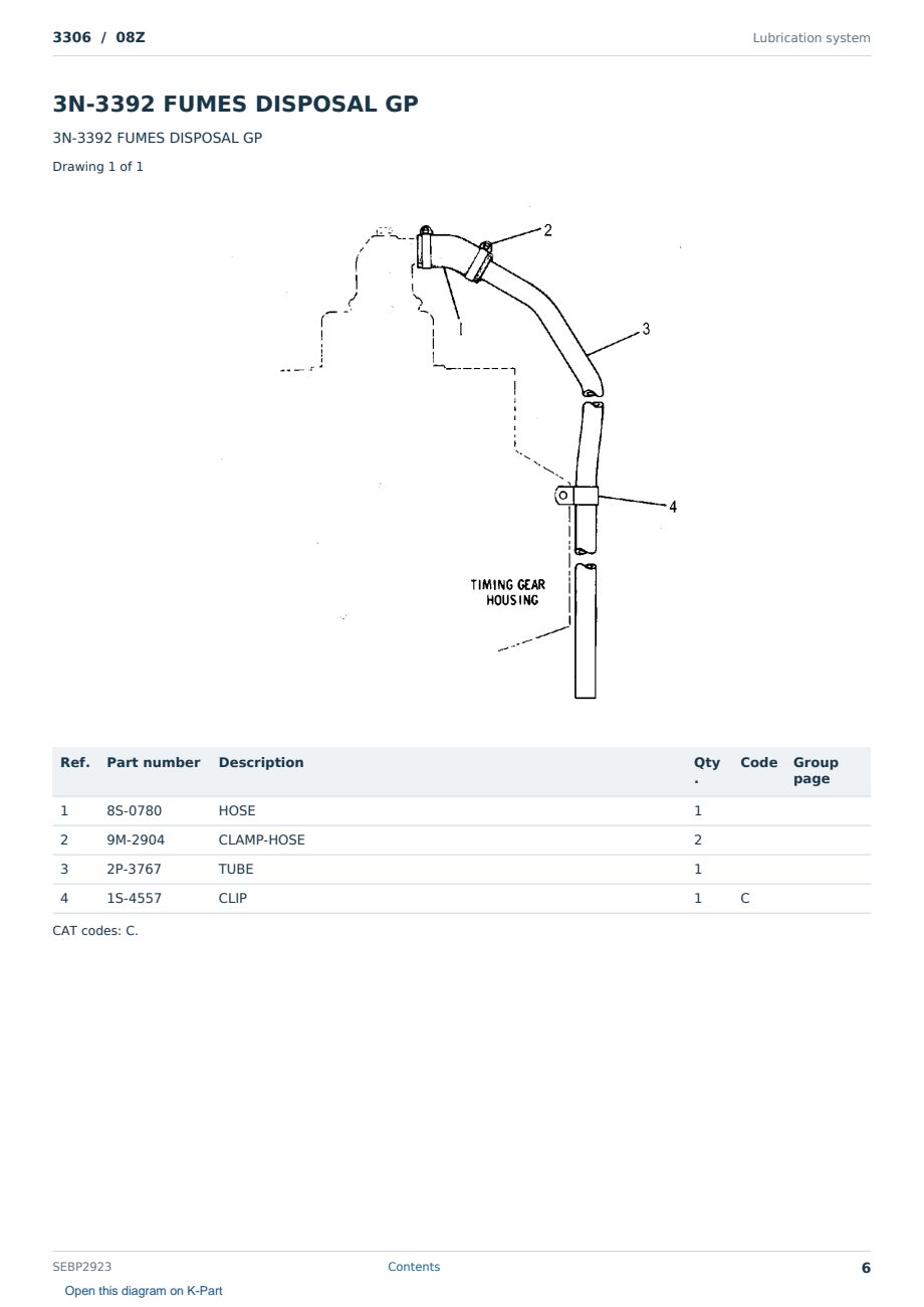 Caterpillar 3306 S/N 08Z Partsbook SEBP2923 (English) - sample page 6 of 10 Caterpillar 3306 S/N 08Z Partsbook SEBP2923 (English) - sample page 6 of 10