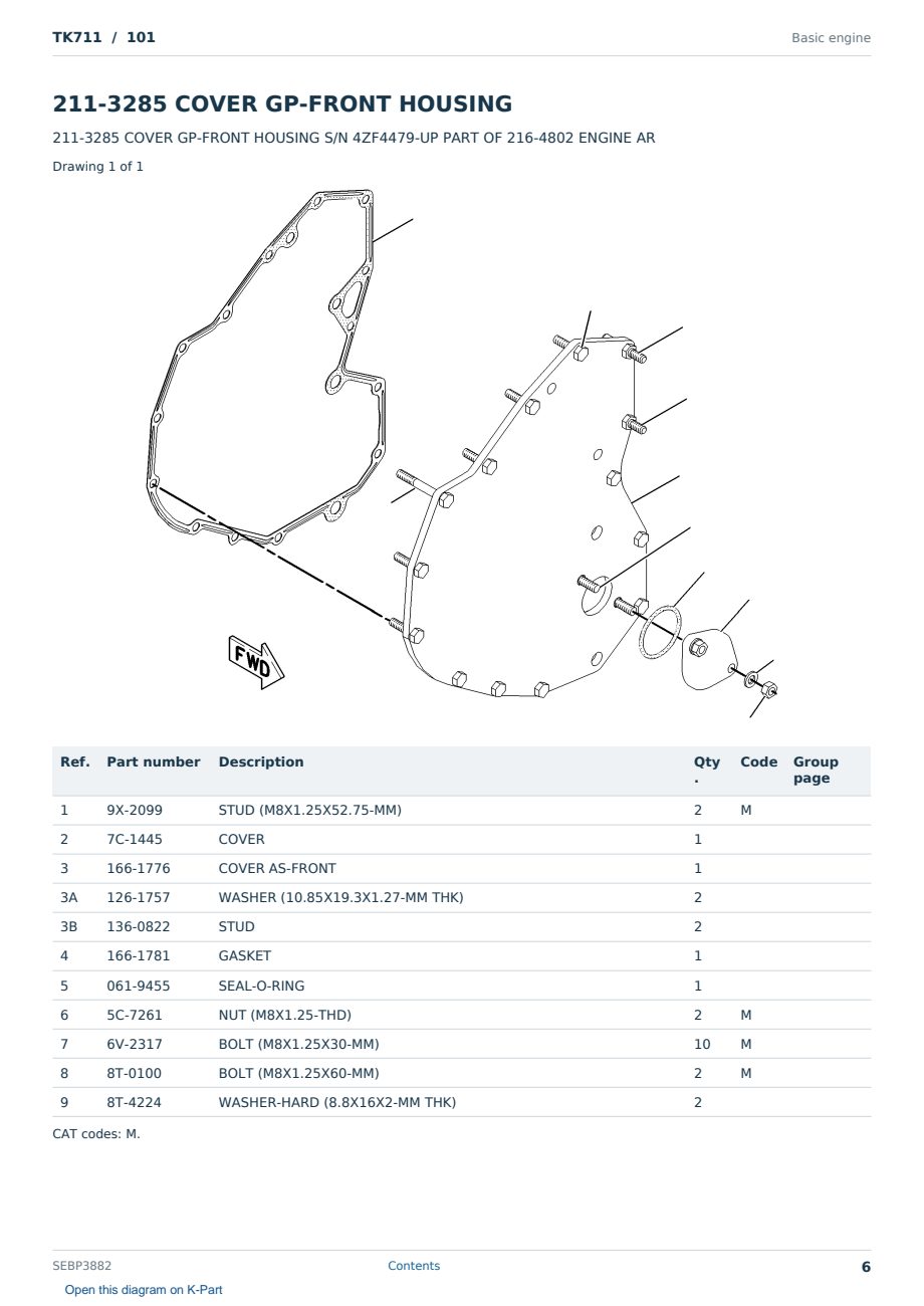 Caterpillar TK711 S/N 101 Partsbook SEBP3882 (English) - sample page 6 of 10 Caterpillar TK711 S/N 101 Partsbook SEBP3882 (English) - sample page 6 of 10