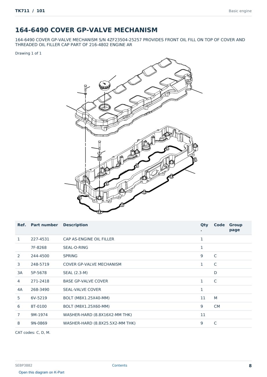 Caterpillar TK711 S/N 101 Partsbook SEBP3882 (English) - sample page 8 of 10 Caterpillar TK711 S/N 101 Partsbook SEBP3882 (English) - sample page 8 of 10