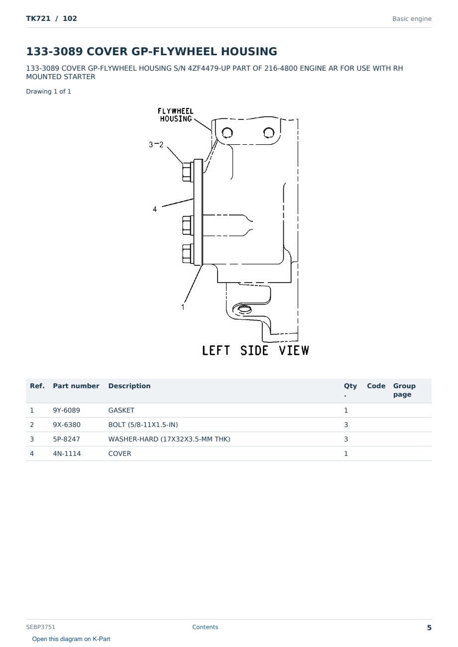 Caterpillar TK721 S/N 102 Partsbook SEBP3751 (English) - sample page 5 of 10 Caterpillar TK721 S/N 102 Partsbook SEBP3751 (English) - sample page 5 of 10
