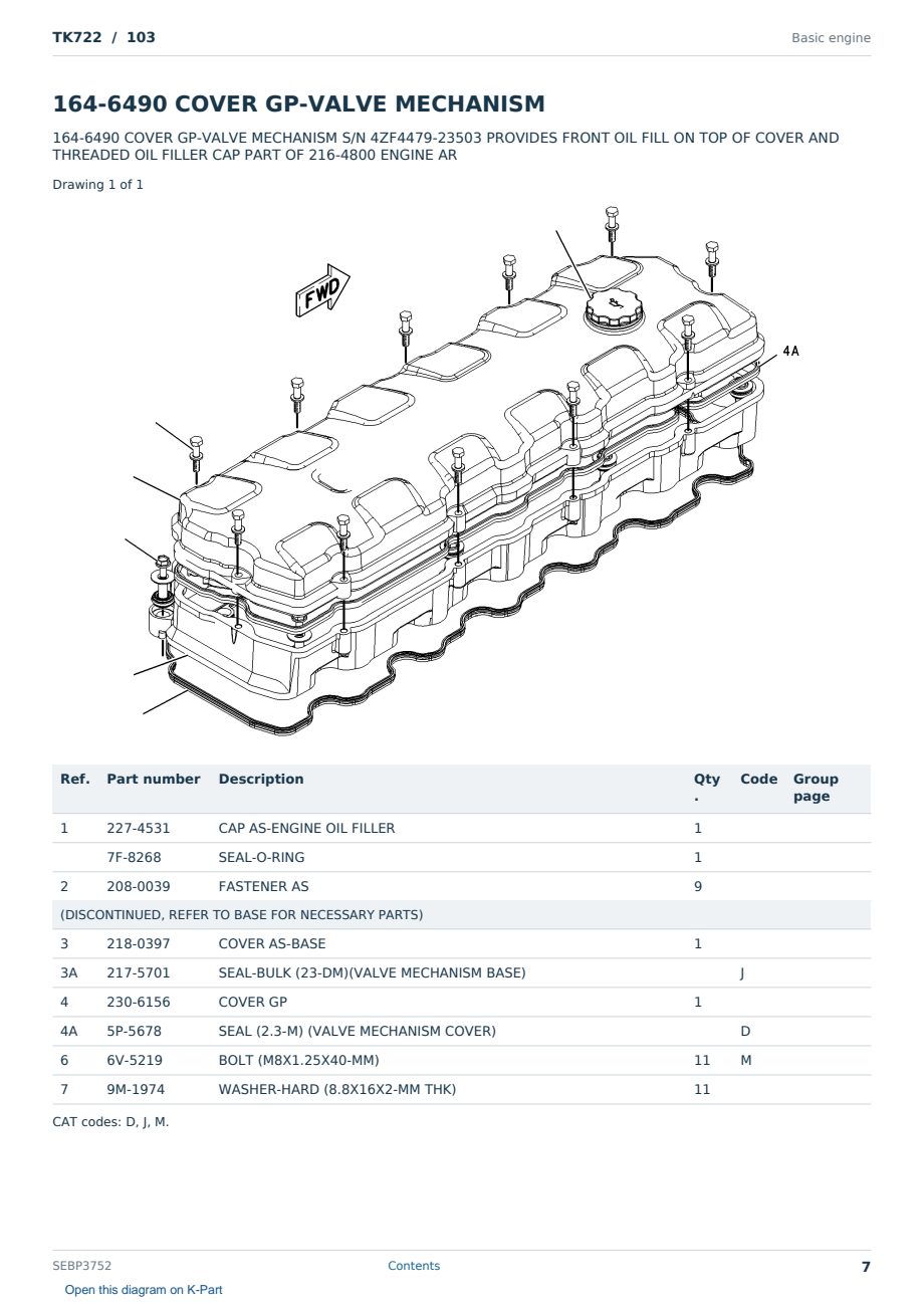 Caterpillar TK722 S/N 103 Partsbook SEBP3752 (English) - sample page 7 of 10 Caterpillar TK722 S/N 103 Partsbook SEBP3752 (English) - sample page 7 of 10