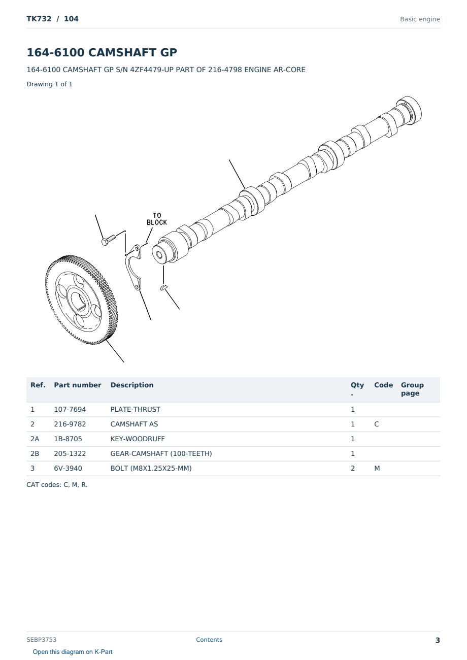 Caterpillar TK732 S/N 104 Partsbook SEBP3753 (English) - sample page 3 of 10 Caterpillar TK732 S/N 104 Partsbook SEBP3753 (English) - sample page 3 of 10