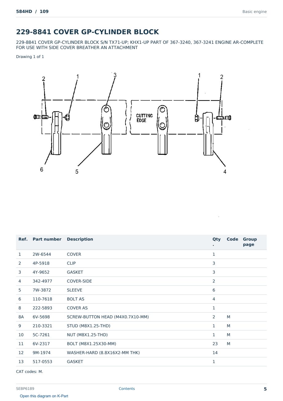 Caterpillar 584HD S/N 109 Partsbook SEBP6189 (English) - sample page 5 of 10 Caterpillar 584HD S/N 109 Partsbook SEBP6189 (English) - sample page 5 of 10