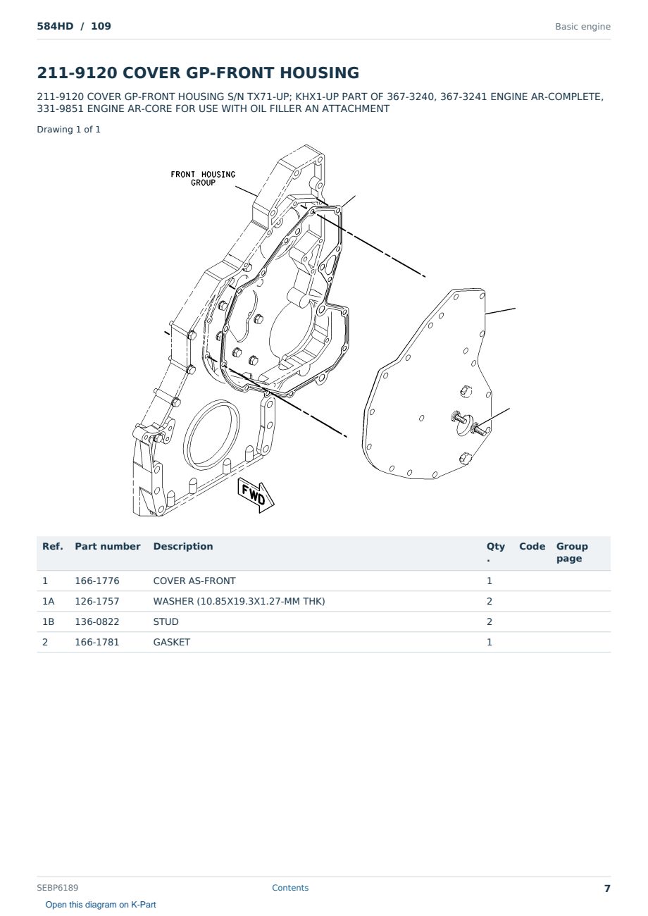 Caterpillar 584HD S/N 109 Partsbook SEBP6189 (English) - sample page 7 of 10 Caterpillar 584HD S/N 109 Partsbook SEBP6189 (English) - sample page 7 of 10