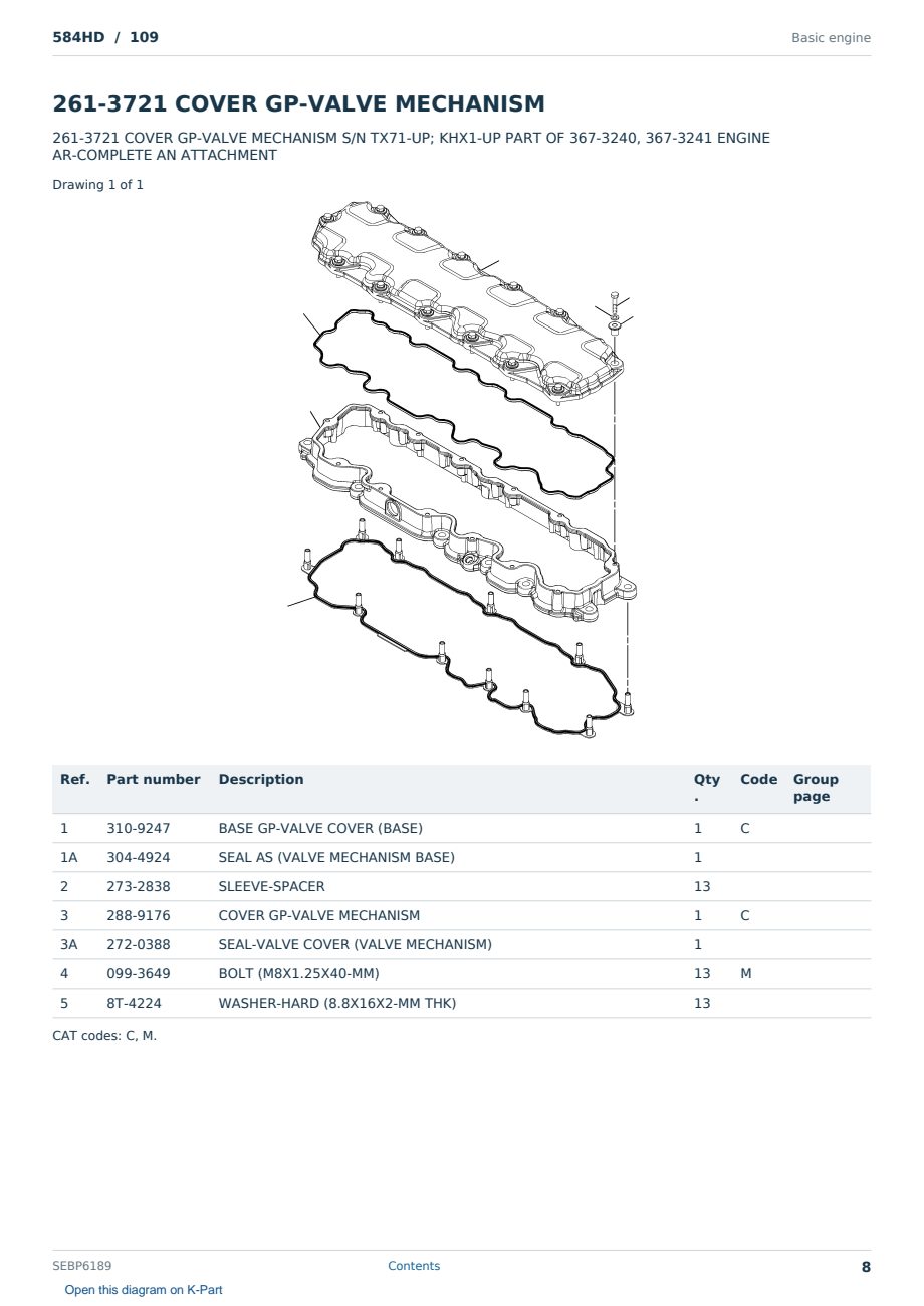 Caterpillar 584HD S/N 109 Partsbook SEBP6189 (English) - sample page 8 of 10 Caterpillar 584HD S/N 109 Partsbook SEBP6189 (English) - sample page 8 of 10